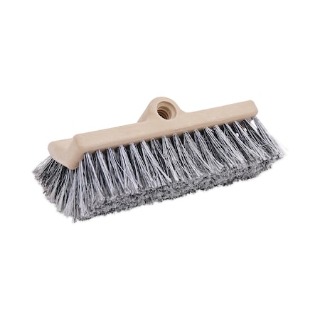 Boardwalk Dual-Surface Vehicle Brush, Black Polypropylene Bristles, 10" Brush, Brown Plastic Handle BWK8420